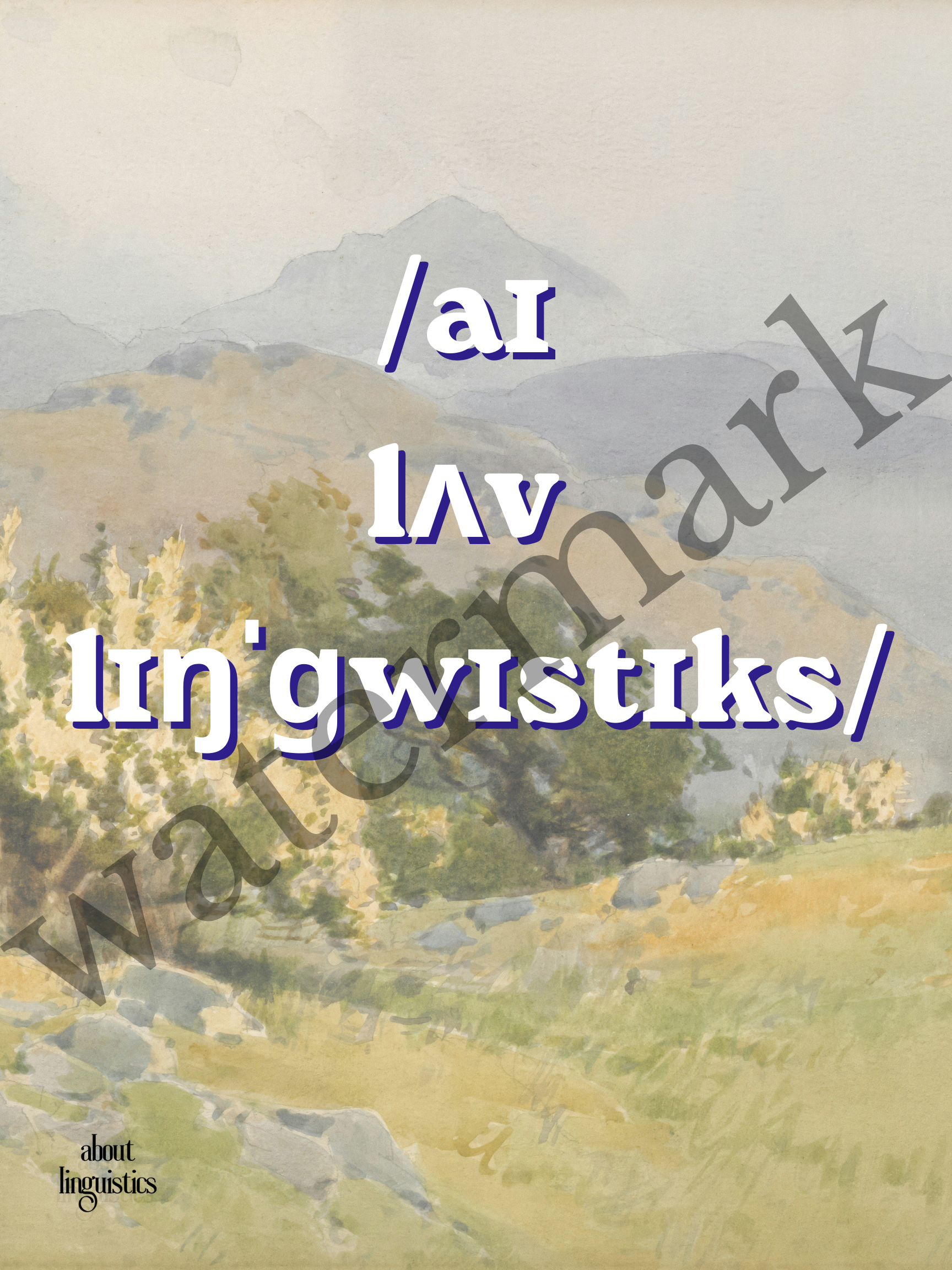 I love linguistics white printable poster